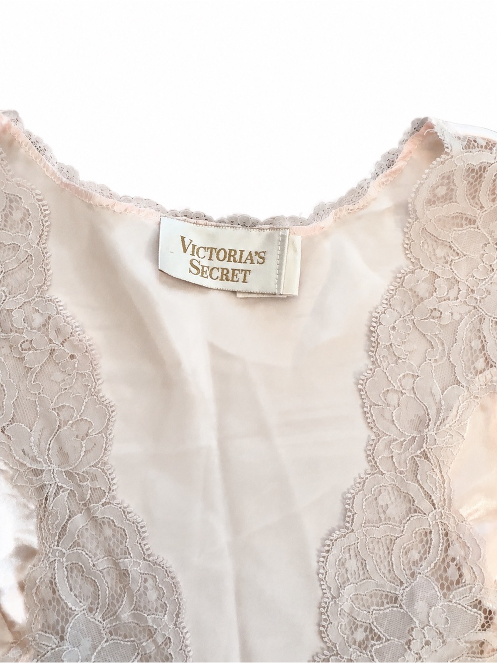 Vintage Victoria's Secret Gold Label Pink Satin Lace Chemise Top Med - Picture 6 of 12